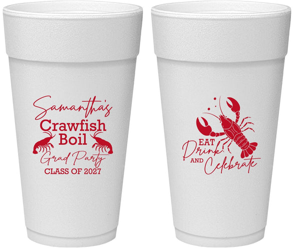 Personalized Graduation 24 oz Foam Cups - Class Of 2027 Crawfish Boil | 130002