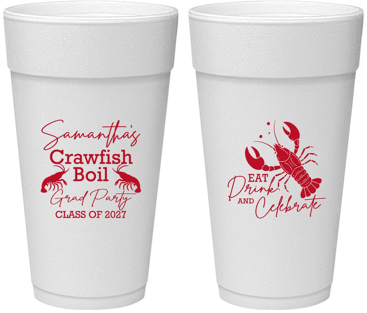Personalized Graduation 24 oz Foam Cups - Class Of 2027 Crawfish Boil | 130002