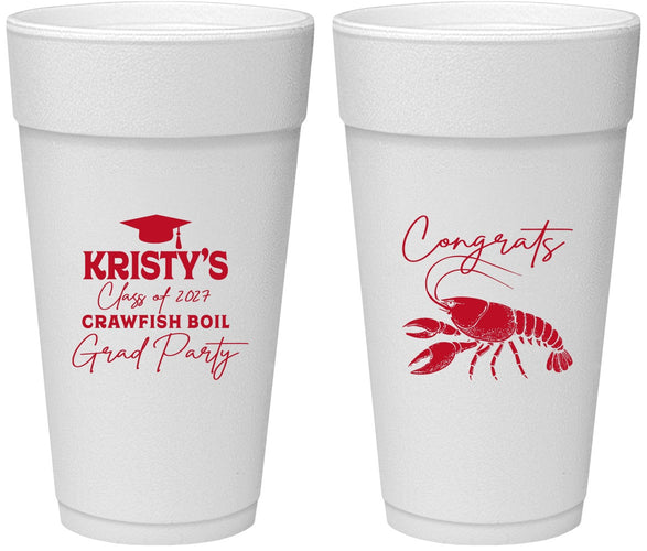 Personalized Graduation 24 oz Foam Cups - Class Of 2027 Crawfish Boil | 130003