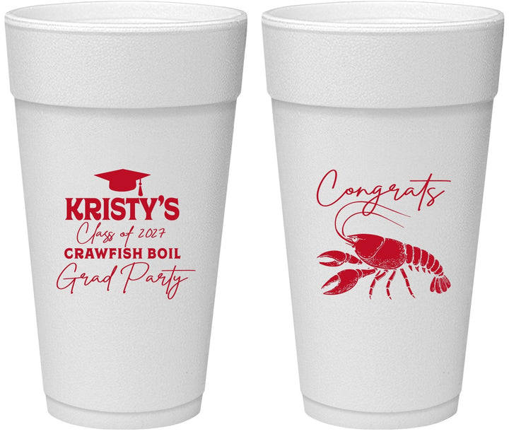 Personalized Graduation 24 oz Foam Cups - Class Of 2027 Crawfish Boil | 130003