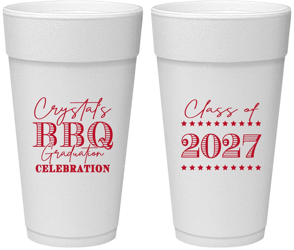 Personalized Graduation 24 oz Foam Cups - Class Of 2027 Bbq | 130005