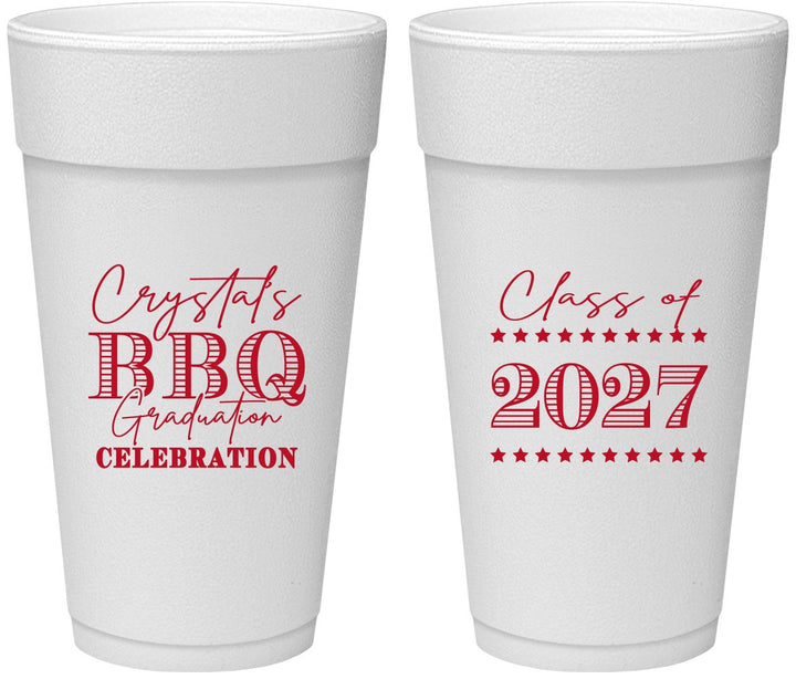 Personalized Graduation 24 oz Foam Cups - Class Of 2027 Bbq | 130005