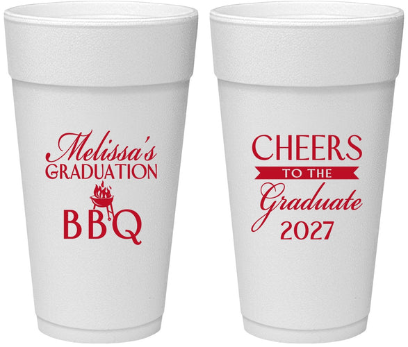 Personalized Graduation 24 oz Foam Cups - Class Of 2027 Bbq | 130006