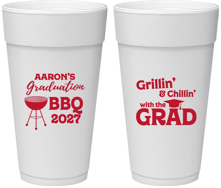 Personalized Graduation 24 oz Foam Cups - Class Of 2027 Bbq | 130007