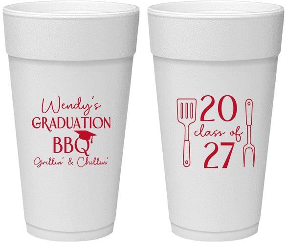 Personalized Graduation 24 oz Foam Cups - Class Of 2027 Bbq | 130008