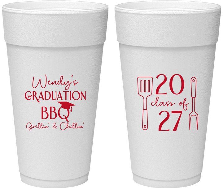 Personalized Graduation 24 oz Foam Cups - Class Of 2027 Bbq | 130008