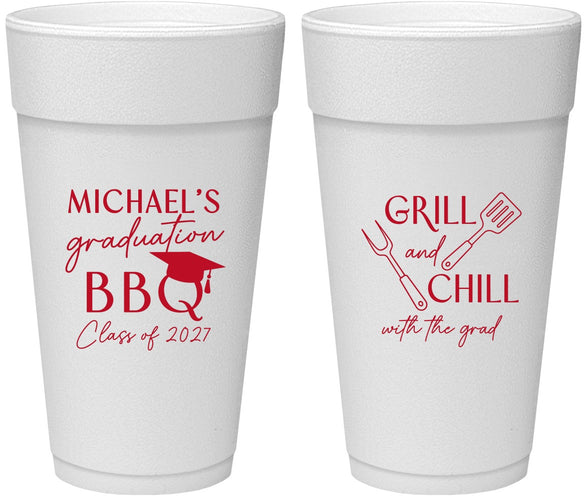 Personalized Graduation 24 oz Foam Cups - Class Of 2027 Bbq | 130009