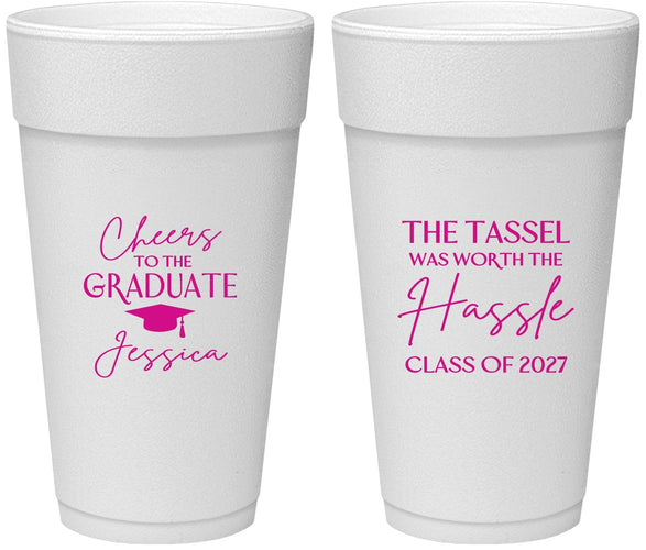 Personalized Graduation 24 oz Foam Cups - Class Of 2027 Tassel Hassel | 130010