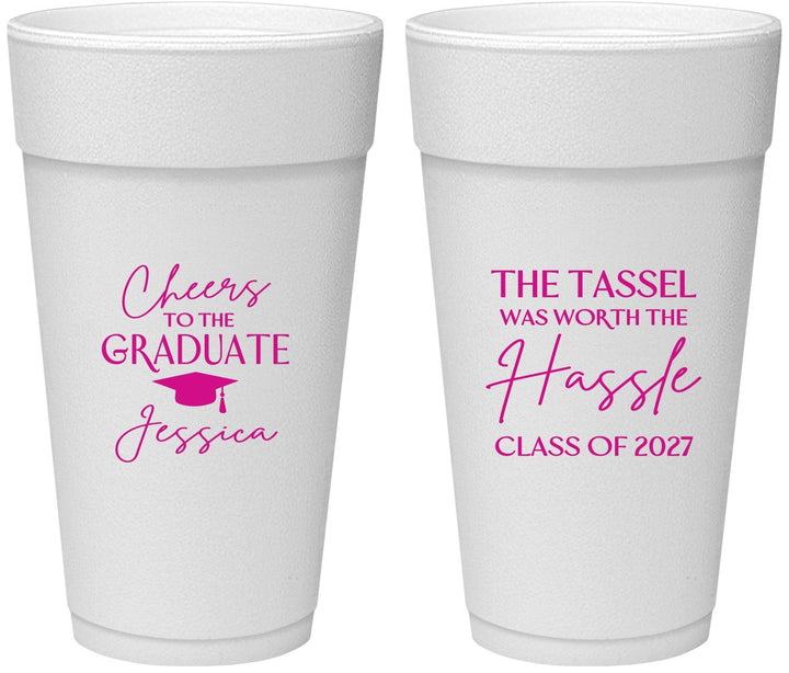Personalized Graduation 24 oz Foam Cups - Class Of 2027 Tassel Hassel | 130010