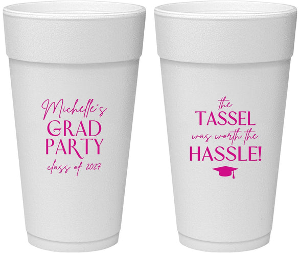 Personalized Graduation 24 oz Foam Cups - Class Of 2027 Tassel Hassel | 130011