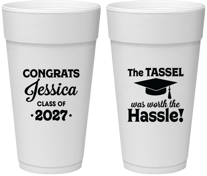 Personalized Graduation 24 oz Foam Cups - Class Of 2027 Tassel Hassel | 130012