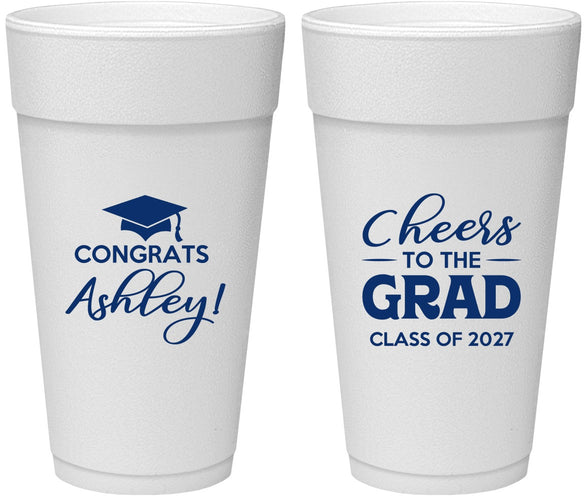 Personalized Graduation 24 oz Foam Cups - Class Of 2027 Cheers Grad | 130020