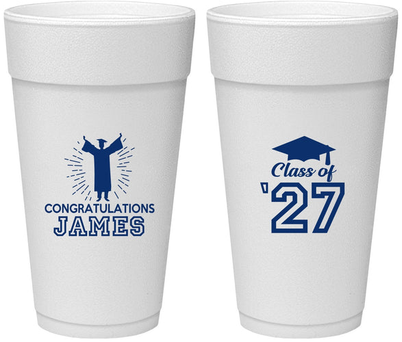 Personalized Graduation 24 oz Foam Cups - Class Of 2027 Congratulations | 130024