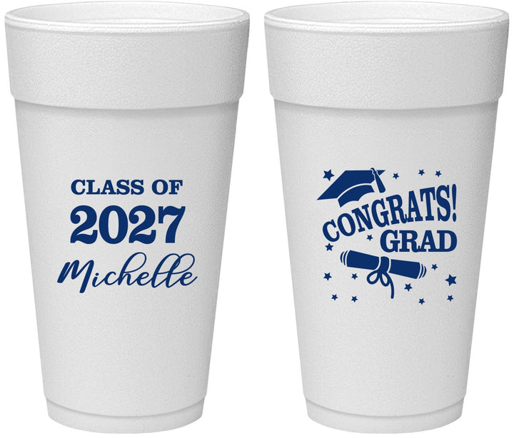 Personalized Graduation 24 oz Foam Cups - Class Of 2027 Congrats | 130027