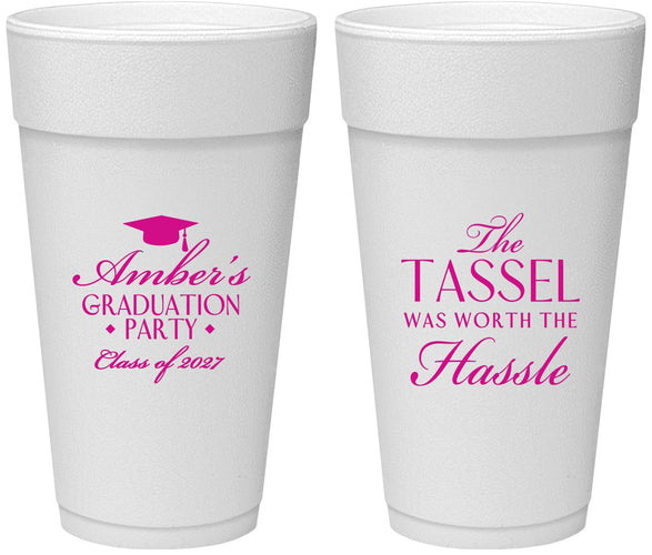 Personalized Graduation 24 oz Foam Cups - Class Of 2027 Tassel Hassel | 130030