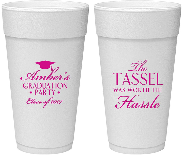 Personalized Graduation 24 oz Foam Cups - Class Of 2027 Tassel Hassel | 130030