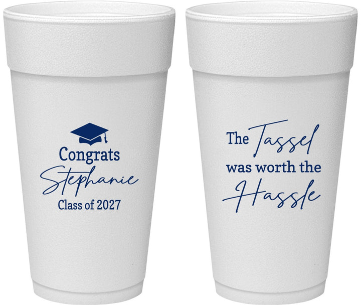 Personalized Graduation 24 oz Foam Cups - Class Of 2027 Tassel Hassel | 130031