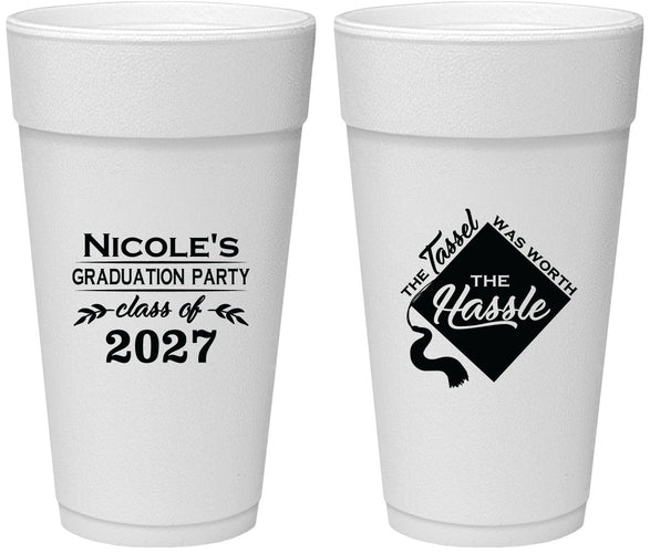 Personalized Graduation 24 oz Foam Cups - Class Of 2027 Tassel Hassel | 130032