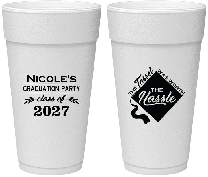 Personalized Graduation 24 oz Foam Cups - Class Of 2027 Tassel Hassel | 130032