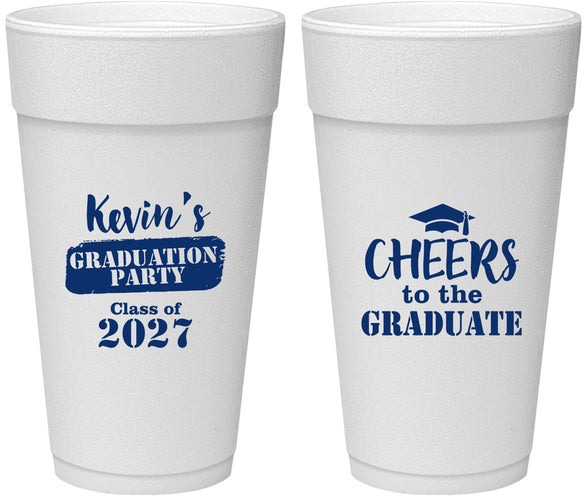 Personalized Graduation 24 oz Foam Cups - Class Of 2027 Cheers Graduate | 130034