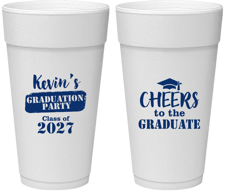 Personalized Graduation 24 oz Foam Cups - Class Of 2027 Cheers Graduate | 130034