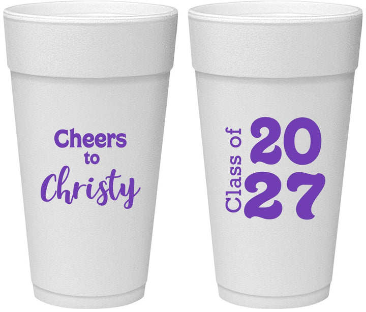Personalized Graduation 24 oz Foam Cups - Class Of 2027 Cheers | 130037
