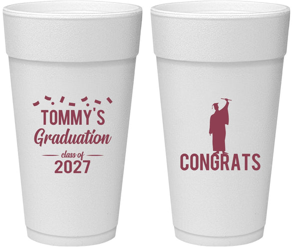 Personalized Graduation 24 oz Foam Cups - Class Of 2027 Congrats | 130046