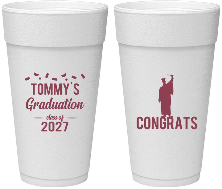 Personalized Graduation 24 oz Foam Cups - Class Of 2027 Congrats | 130046