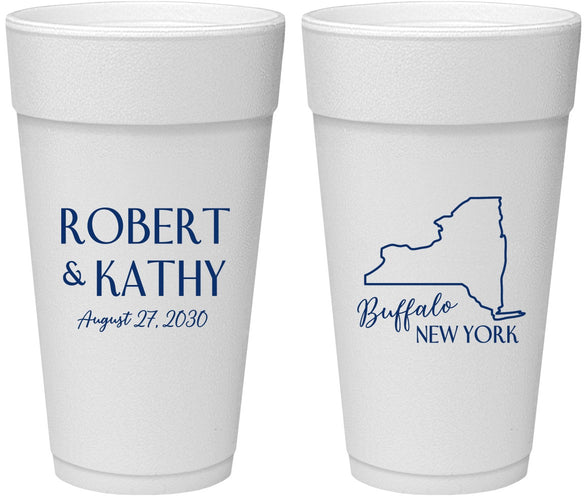 Personalized Wedding 24 oz Foam Cups - New York | 131