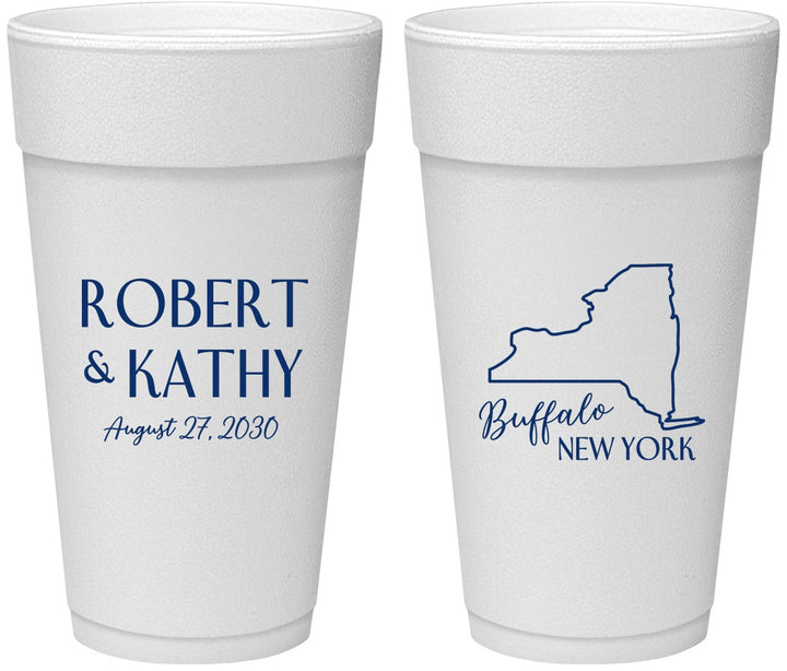 Personalized Wedding 24 oz Foam Cups - New York | 131