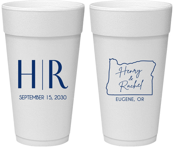 Personalized Wedding 24 oz Foam Cups - Oregon | 136