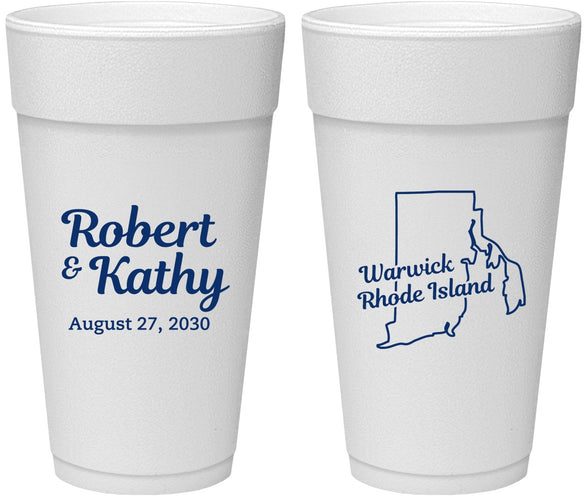 Personalized Wedding 24 oz Foam Cups - Rhode Island | 138