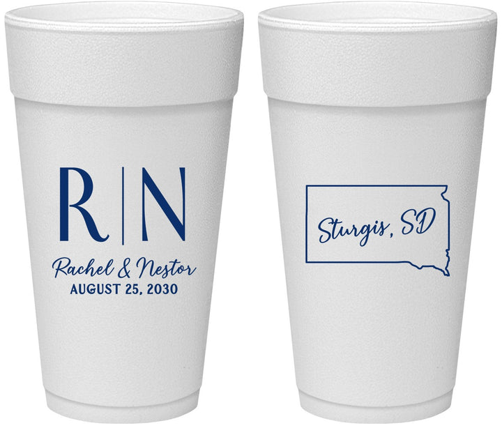Personalized Wedding 24 oz Foam Cups - South Dakota | 140