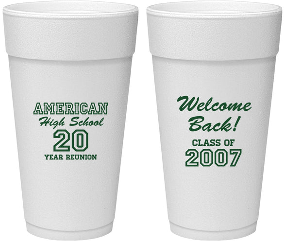 Personalized Class Reunion 24 oz Foam Cups - Class Of 2007 20 Year | 140001