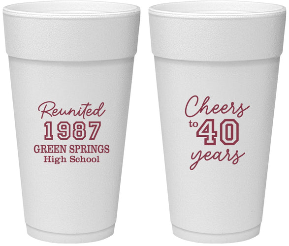 Personalized Class Reunion 24 oz Foam Cups - Class Of 1987 40 Year | 140003
