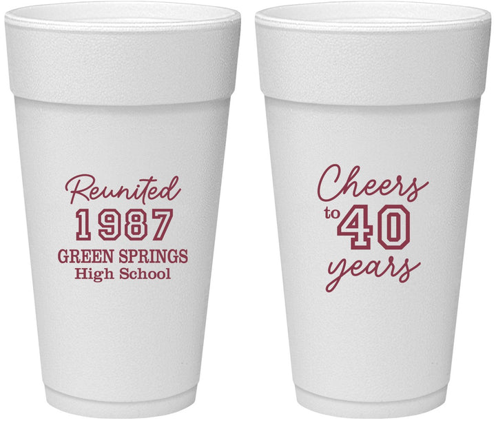 Personalized Class Reunion 24 oz Foam Cups - Class Of 1987 40 Year | 140003