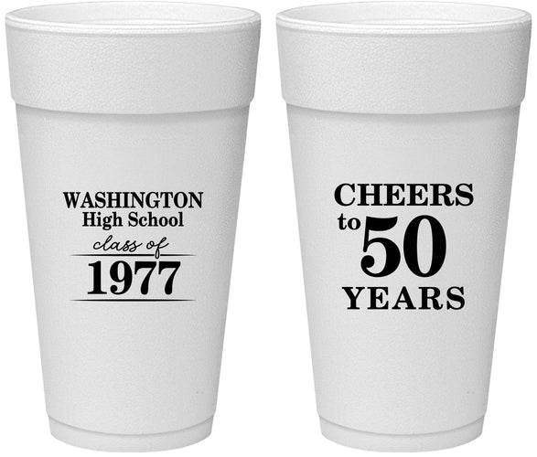 Personalized Class Reunion 24 oz Foam Cups - Class Of 1977 50 Year | 140004