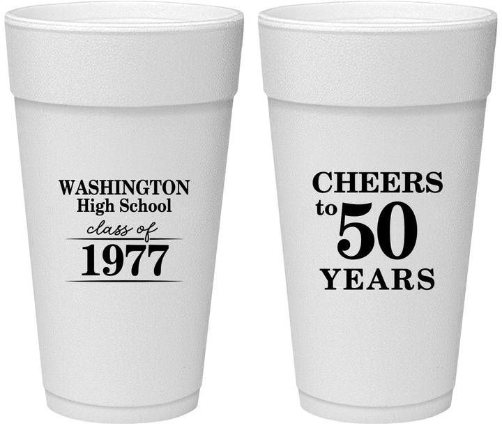 Personalized Class Reunion 24 oz Foam Cups - Class Of 1977 50 Year | 140004