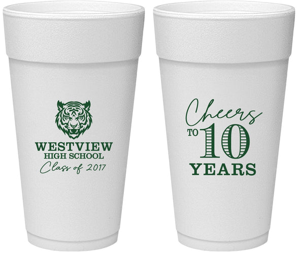 Personalized Class Reunion 24 oz Foam Cups - Class Of 2017 10 Year | 140005