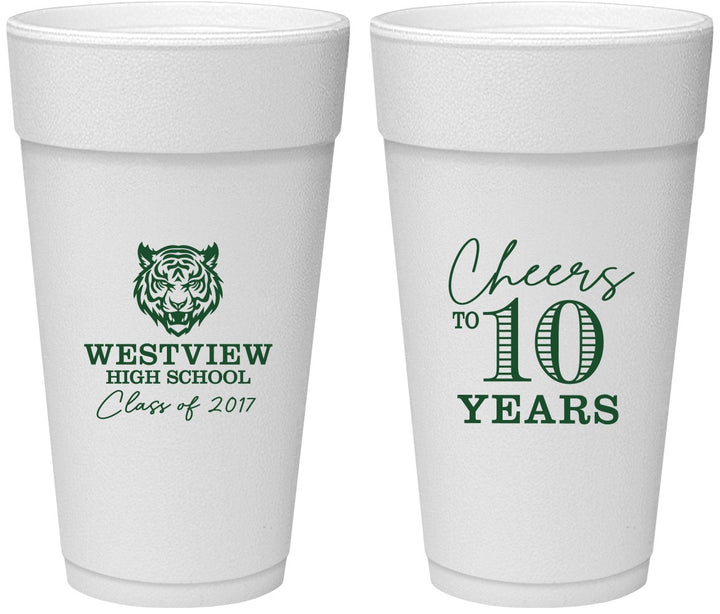 Personalized Class Reunion 24 oz Foam Cups - Class Of 2017 10 Year | 140005