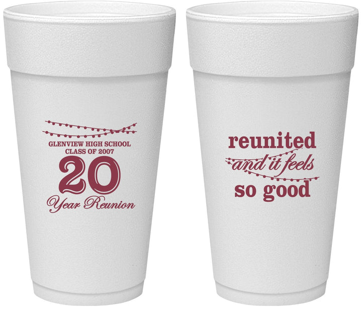 Personalized Class Reunion 24 oz Foam Cups - Class Of 2007 20 Year | 140011