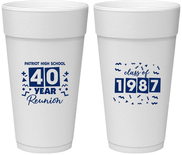 Personalized Class Reunion 24 oz Foam Cups - Class Of 1987 40 Year | 140018