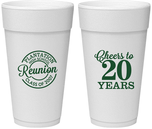 Personalized Class Reunion 24 oz Foam Cups - Class Of 2007 20 Year | 140021