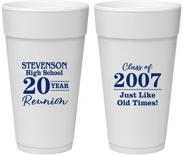 Personalized Class Reunion 24 oz Foam Cups - Class Of 2007 20 Year | 140026