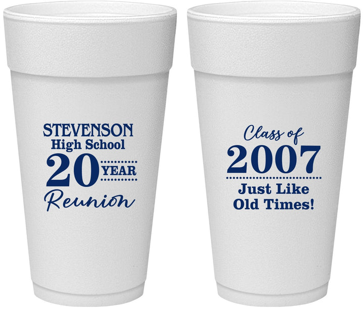Personalized Class Reunion 24 oz Foam Cups - Class Of 2007 20 Year | 140026