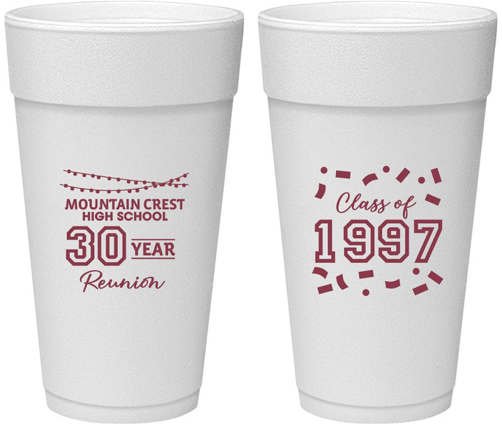 Personalized Class Reunion 24 oz Foam Cups - Class Of 1997 30 Year | 140027