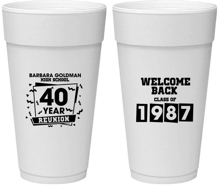 Personalized Class Reunion 24 oz Foam Cups - Class Of 1987 40 Year | 140028
