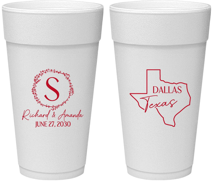 Personalized Wedding 24 oz Foam Cups - Texas | 142