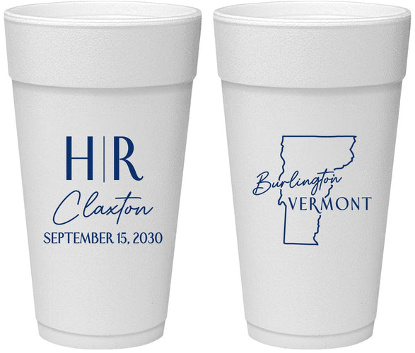 Personalized Wedding 24 oz Foam Cups - Vermont | 144
