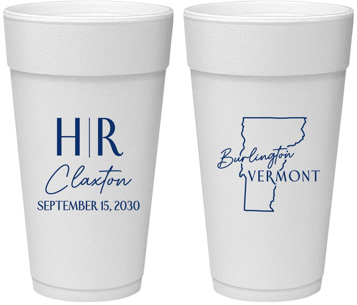 Personalized Wedding 24 oz Foam Cups - Vermont | 144